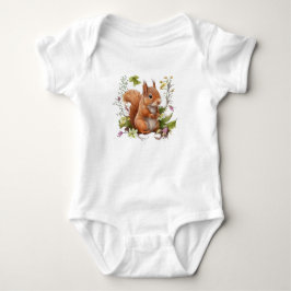 Nyfiken ekorre med vit Lila blommor T Shirt