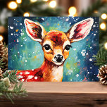 Nyfiken Fawn Colorful Winter-jul Helgkort<br><div class="desc">säsongens med vårt Nyfikna Fawn Colorful Winter-julkort! Det här fina kortet visar på ett lysande exempel på ett snyggt nedkast mot en färglös, snöaktig bakgrund, som fångar oskuld och vintermagin. Perfekt för att skicka helgdag till vänner och familj ger detta kort dig en gnutta natur och glädje till hälsning. Insidan...</div>