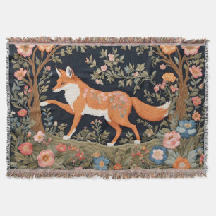 Nyfiken Fox Faux Embroidery Elegant Blommigt Filt