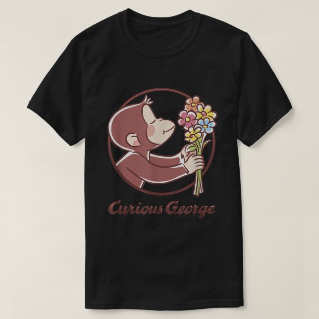 Nyfiken George Flower Bouquet Poster T Shirt (Design framsida)