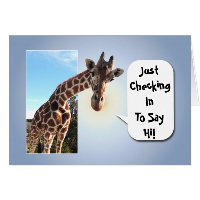 Nyfiken Giraffe checkar in för att säga hej Hälsningskort (Framsidan Horizontal)