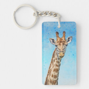 Nyfiken giraffe med blå konfetti Himmel