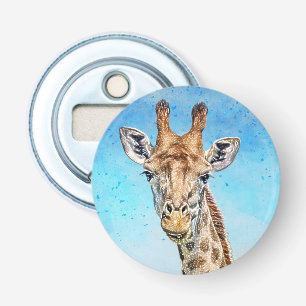 Nyfiken giraffe med blå konfetti Himmel Flasköppnare