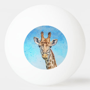 Nyfiken giraffe med blå konfetti Himmel Pingisboll