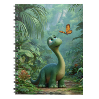 Nyfiken Grönt Dino Tropical Notebook Anteckningsbok