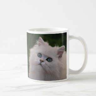 Nyfiken gullig vitkattunge kaffemugg