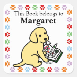 Nyfiken Gult Labrador Puppy Fyrkantigt Klistermärke