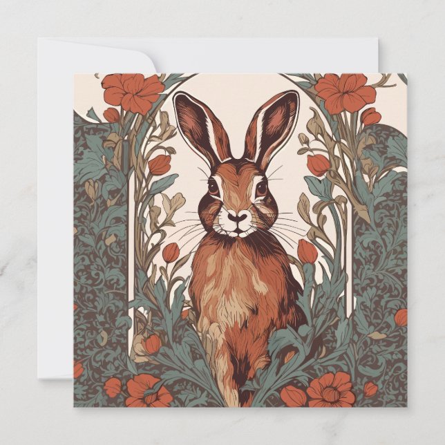 Nyfiken Hare William Morris Inspired Blommigt (Framsida)