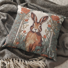 Nyfiken Hare William Morris Inspired Blommigt Kudde