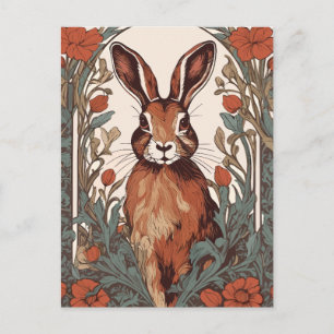 Nyfiken Hare William Morris Inspirerad Blomma Vykort