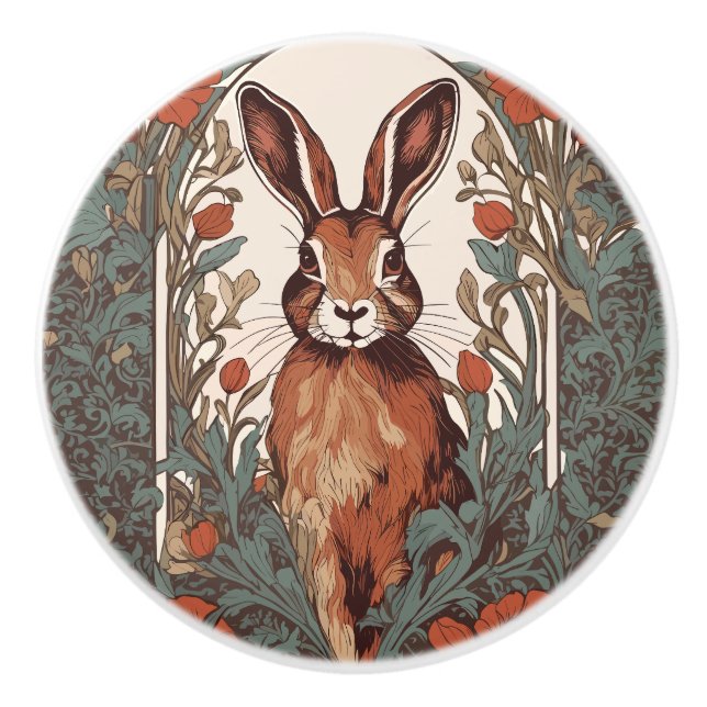 Nyfiken hare William Morris Inspirerad blomster Knopp (Framsidan)