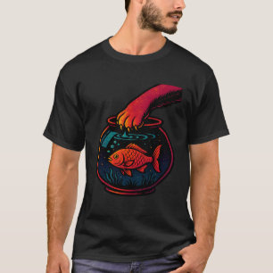 Nyfiken Hungrig Katt som sträcker sig efter Fisk K T Shirt