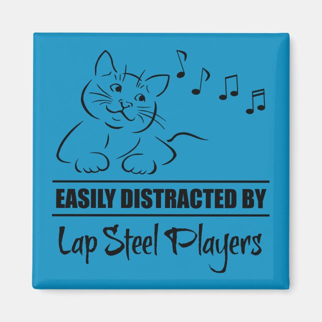 Nyfiken katt lätt uppdelad av Lap Steel Players Magnet (Framsidan)