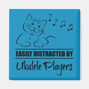 Nyfiken katt lätt uppdelad av Ukulele Players Magnet