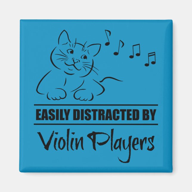 Nyfiken katt lätt uppdelad av violin Players Magnet (Framsidan)