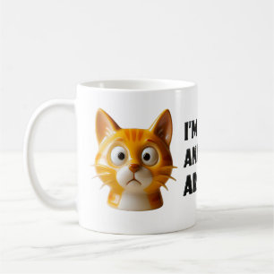 Nyfiken katt med en fråga som spinnar! kaffemugg