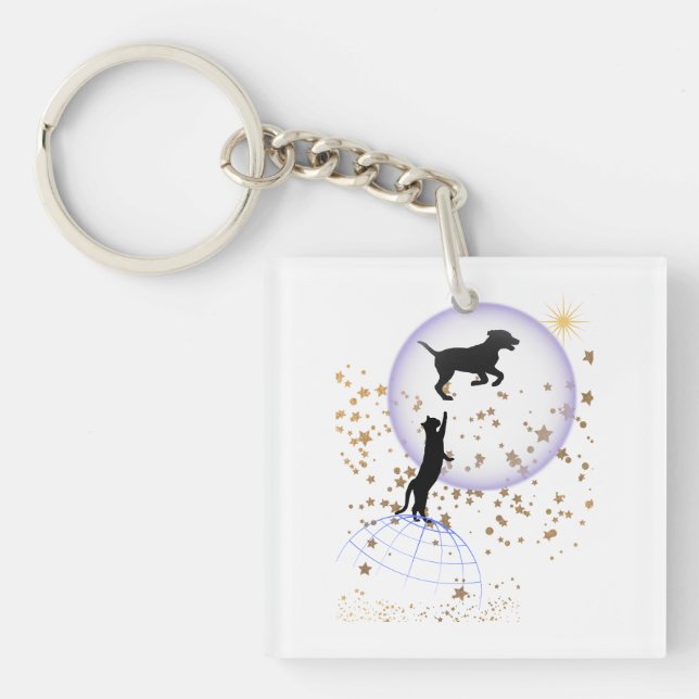 Nyfiken katt och löpande hund (Framsidan)