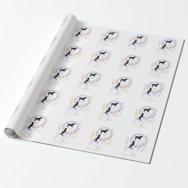 Nyfiken katt och löpande hund presentpapper (Utrullad)