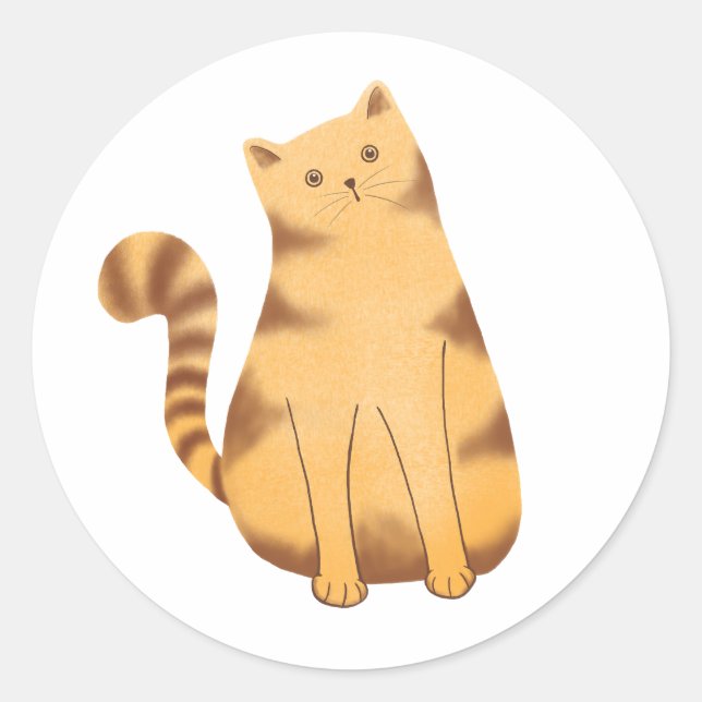 Nyfiken katt runt klistermärke (Framsida)
