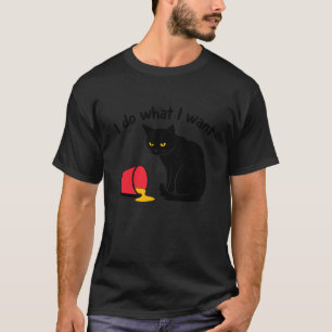 Nyfiken Katt Siluett med Spilld Målarfärg Hink H T Shirt