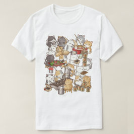 Nyfiken Katt som Gör Kuih Kapit T Shirt