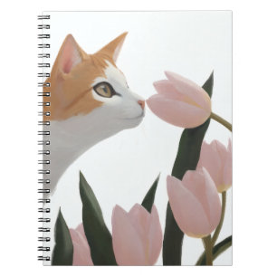 Nyfiken katt vårblomma anteckningsbok
