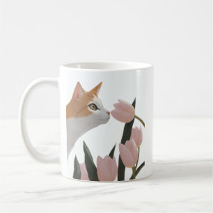 Nyfiken katt vårblomma kaffemugg