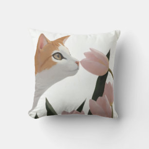 Nyfiken katt vårblomma kudde