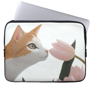 Nyfiken katt vårblomma laptop fodral