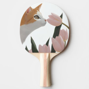 Nyfiken katt vårblomma pingisracket