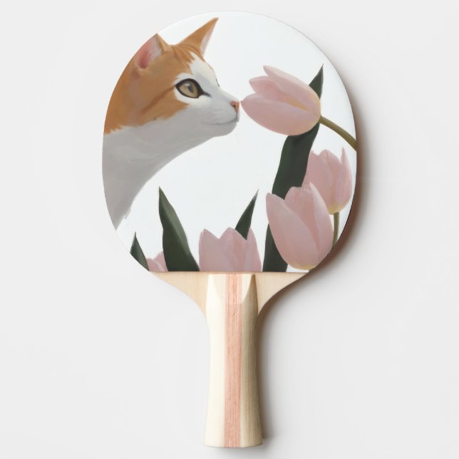 Nyfiken katt vårblomma pingisracket (Framsidan)