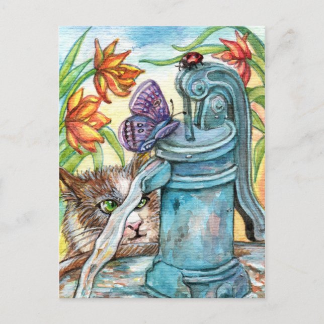 Nyfiken katt vykort (Framsida)