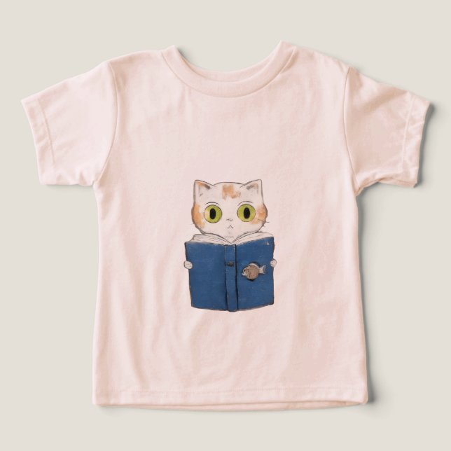 Nyfiken kattläsning av barn T-Shirt (Design Framsida)