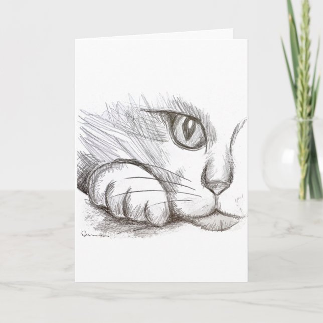 Nyfiken kattpennritning Grattiskort Kort (Framsida)