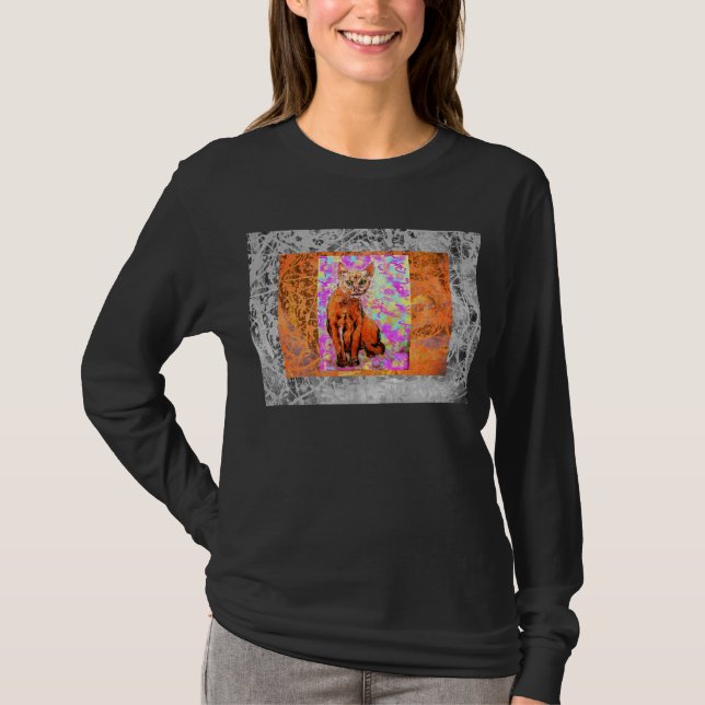 nyfiken katttrålning t shirt (Framsida)