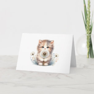 Nyfiken Kitten & Daisy Mjuk Pastel Blank Hälsning Kort