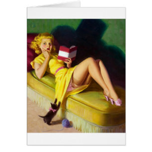 Nyfiken Kitten Pin Up Hälsningskort