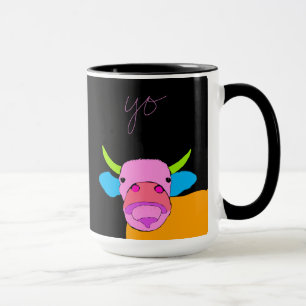 Nyfiken kon med stora näsdukar mugg