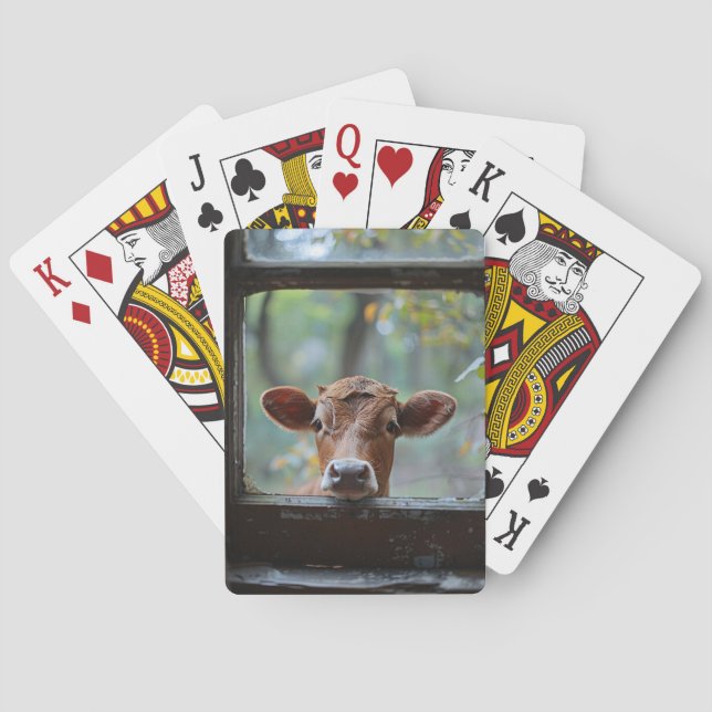 Nyfiken kon Tittar genom ett fönster Casinokort (Baksidan)