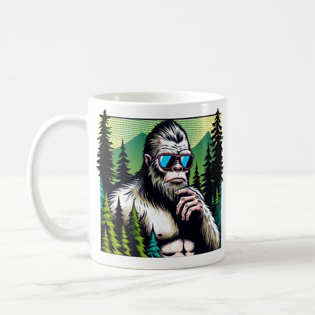 Nyfiken kvadrat med solglasögon kaffemugg (Vänster)