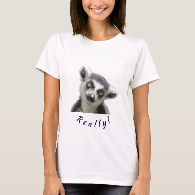 "Nyfiken Lemur Stare" T Shirt (Framsida)