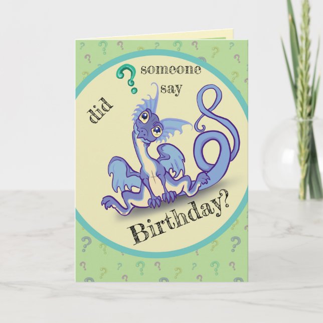Nyfiken lil Dragon Birthday Kort (Framsida)