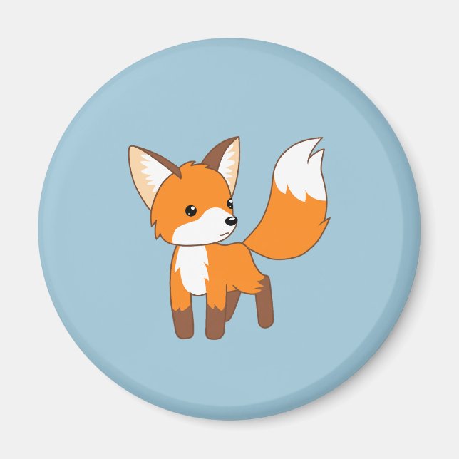 Nyfiken Little Fox Blue Magnet (Framsidan)