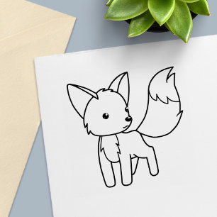 Nyfiken Little Fox Färg Me Självfärgande Stämpel