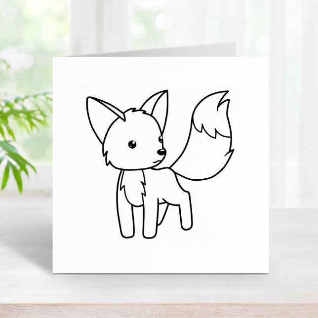 Nyfiken Little Fox Färg Me Stämpel (Skapare uppladdad)