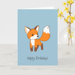 Nyfiken Little Fox på Blue Birthday Kort