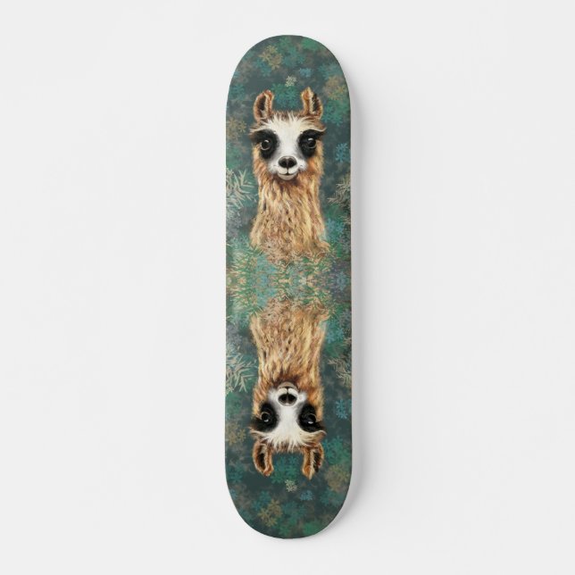 Nyfiken Llama Skateboard Funny (Framsida)