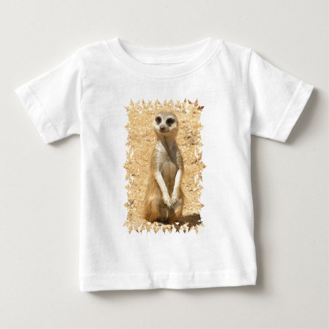 Nyfiken Meerkat babyT-tröja T Shirt (Framsida)