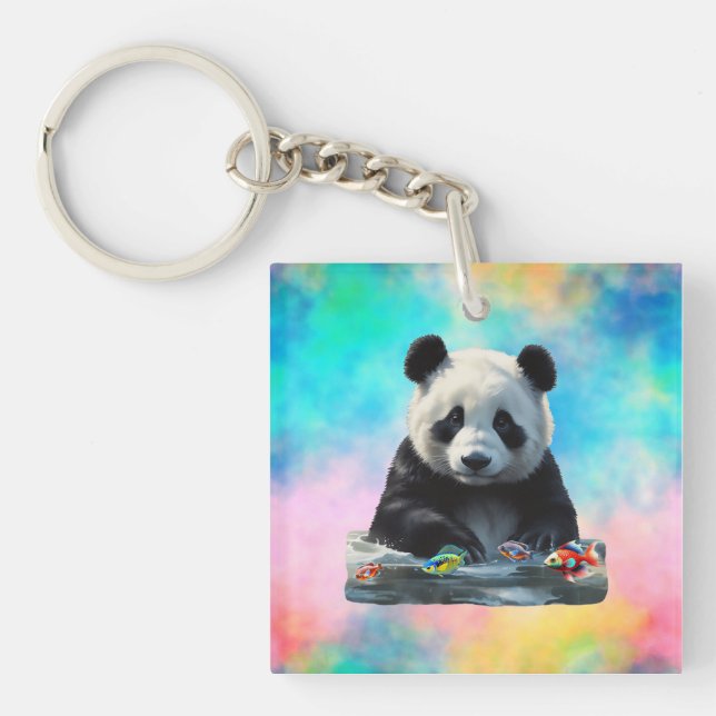 Nyfiken Panda Acrylic Keychain (Framsidan)