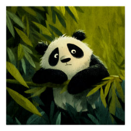 Nyfiken Panda Bambu Titta Perfect Poster